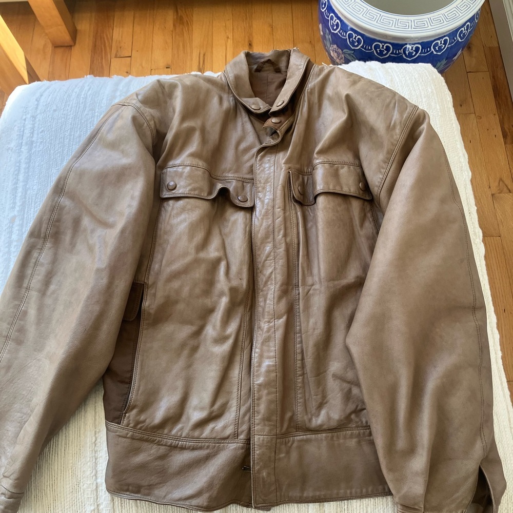 Gianni Versace Tan Leather Military Jacket